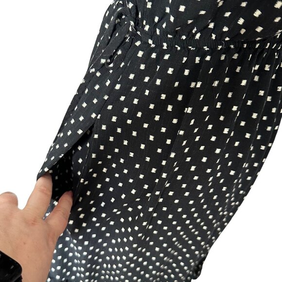 Knox Rose Black Wrap Midi Dress Medium Ruffle Hem Tassel Tie Geometric Print - Picture 7 of 10